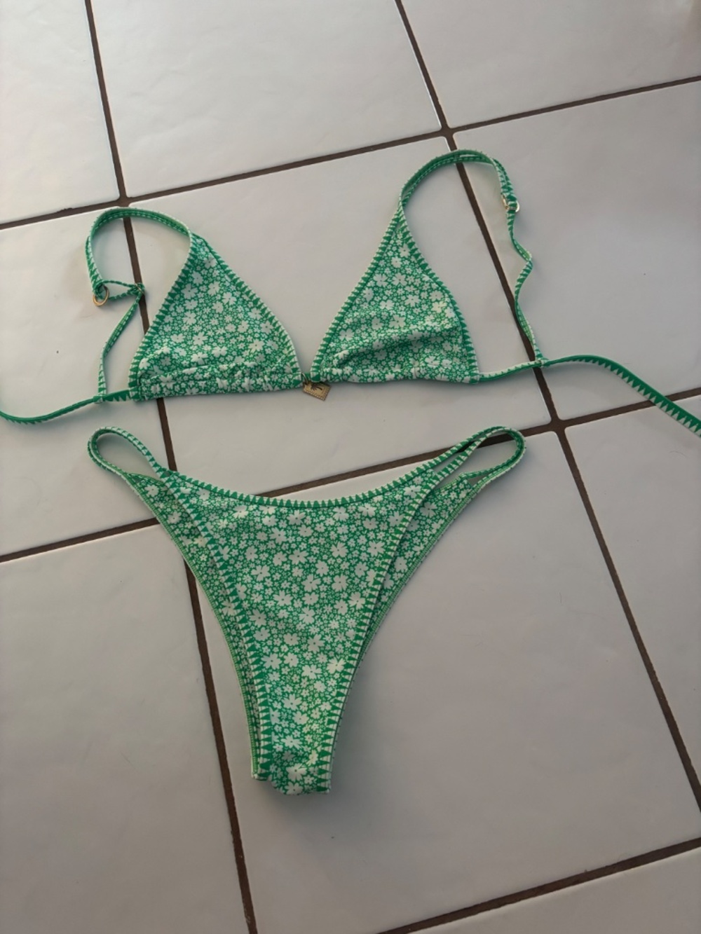 Kulani Kinis Green and White Flower Bikini Set